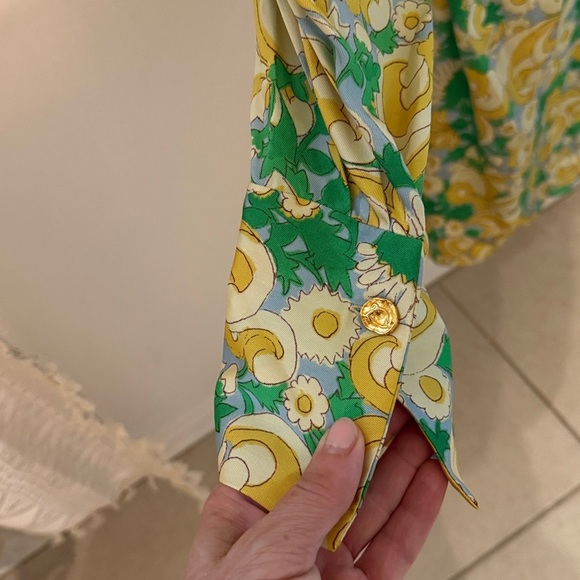 NWT Zara Retro 60's Style Print Satin Wrap Dress Size S - Picture 4 of 5